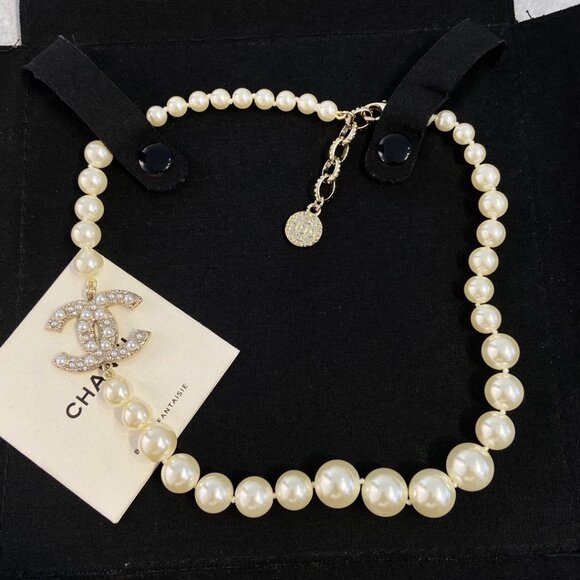 Auth CHANEL Necklace Pearl CC 100th Anniversary - Picture 1 of 5